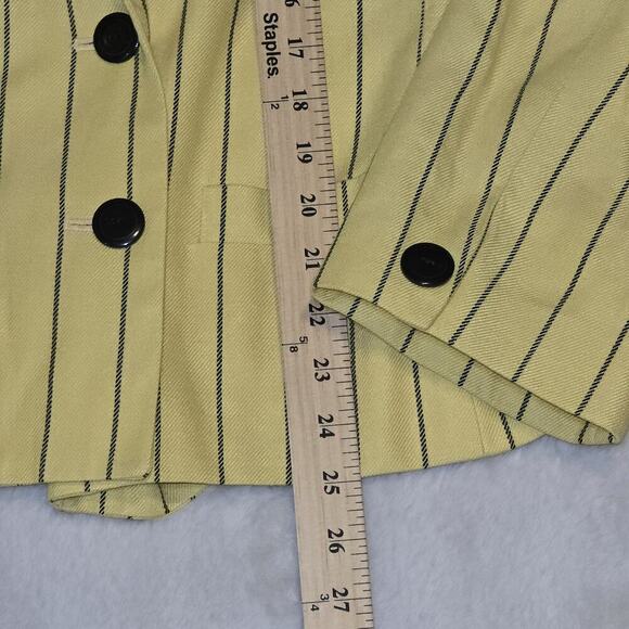 Vintage Oleg Cassini Yellow Pinstripe Blazer Size 10 Double Breasted 80s 90s - Picture 12 of 12